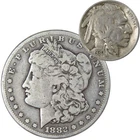 1882 S Morgan Dollar VG Very Good with 1930 S Buffalo Nickel F Fine