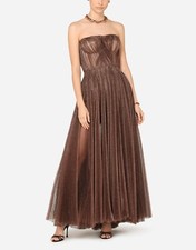 Dolce & Gabbana Bronze Metallic Mesh Strapless Gown Dress Size 44 UK 12 €5950