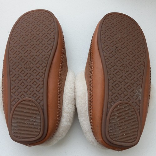 TORY BURCH Shearling Brown Suede Mules Home Slipper Comfort Everyday Size 5 M - Picture 5 of 6