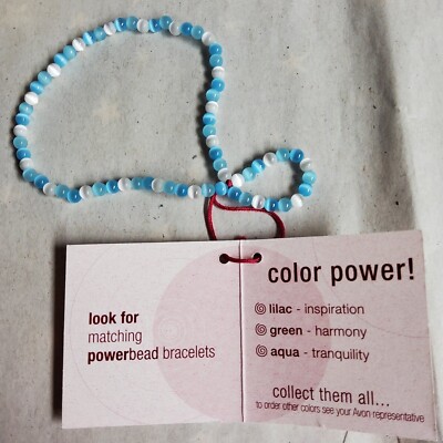 Avon 2000 2-pc Glass Cat's Eye Mini Power Bead Bundle - Aqua. New In Box 
