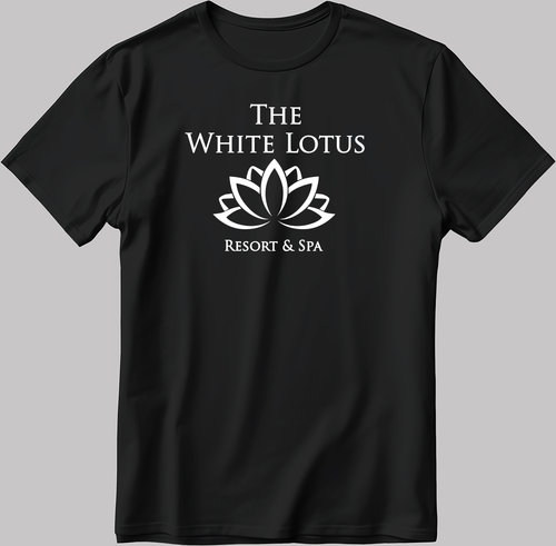 The White Lotus Logo Manga Corta Blanco-Negro Hombre/Mujer P331 - Imagen 4 de 5