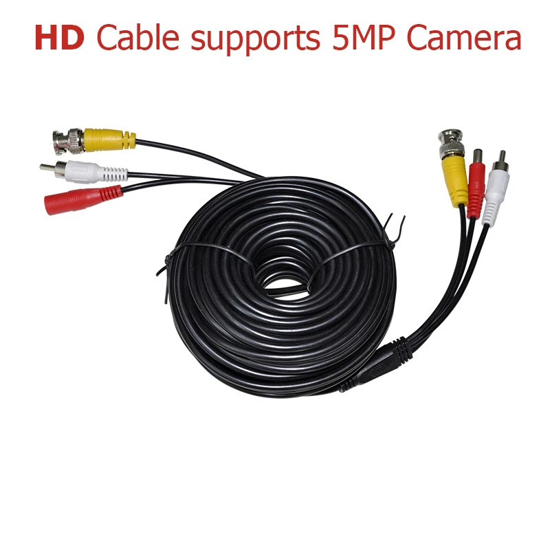 OWLGUARD HD 60 Feet Black BNC Premade Cable With Audio for CCTV Security Camera up to 5MP