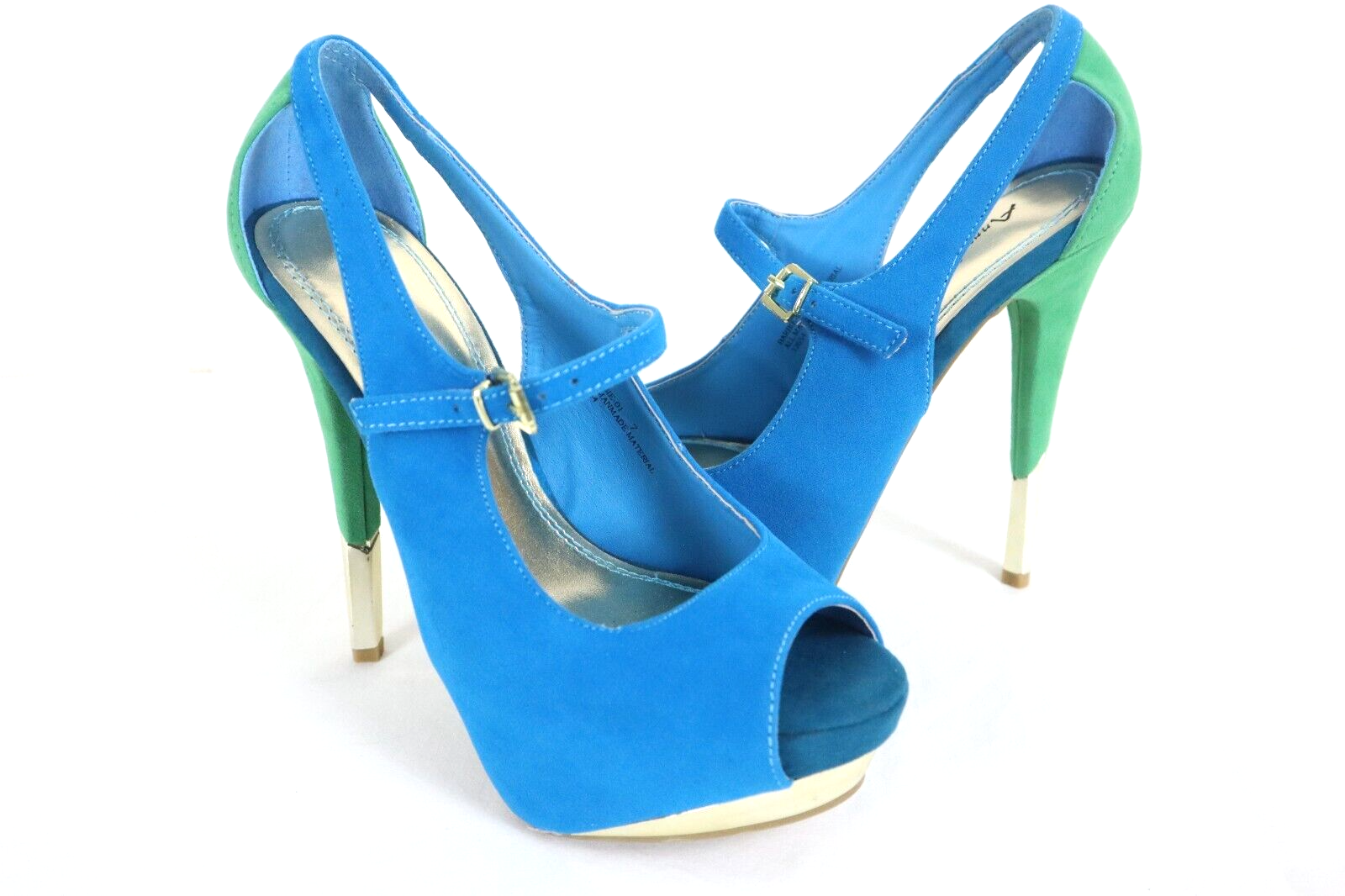Anne Michelle Platform High Heels SZ. 7 Blue/ Green/Gold | eBay