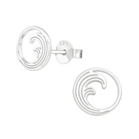 1 Paar Ohrringe Ohrstecker 925Er Sterling Silber Mit Wellen