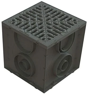 SP Hofablauf 25 x 25 cm mit Gussrost KG Rohr Hofspülkasten Hofeinfahrt Gusseisen