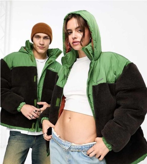 BRAND NEW ASOS COLLUSION Stylish Borg Puffer Jacket khaki/Black