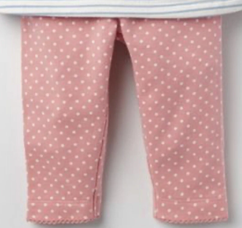 Mini Boden pale pink polka dot pretty trimmed leggings ages 6-12m & 18-24 months