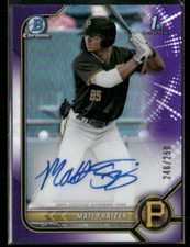 2022 Bowman #CPA-MF Matt Fraizer Chrome Prospect Auto Purple Refractor #/250