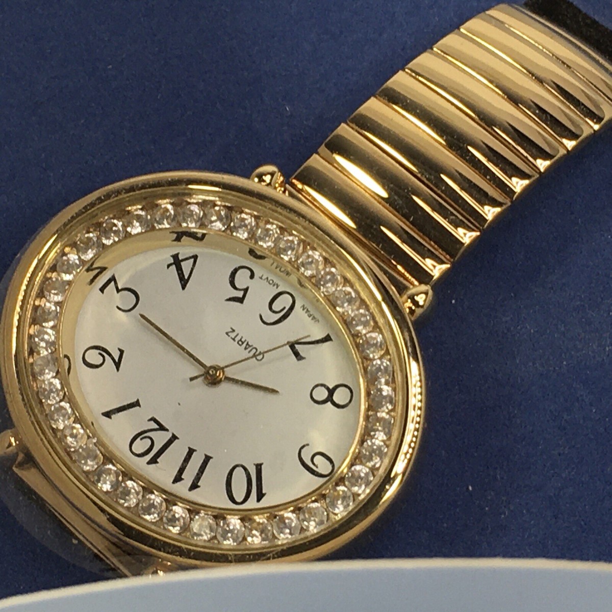 Womens Avon Gold Tone Rhinestone Watch Crystals Dainty Petite 23mm New Battery WOMENS AVON RHINESTONE Vintage Cross Watch Gold Tone  main image 2