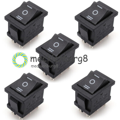 5PC 6Pin DPDT ON-OFF-ON 3 Position Snap Boat Rocker Switch AC 6A/250V 10A/125V