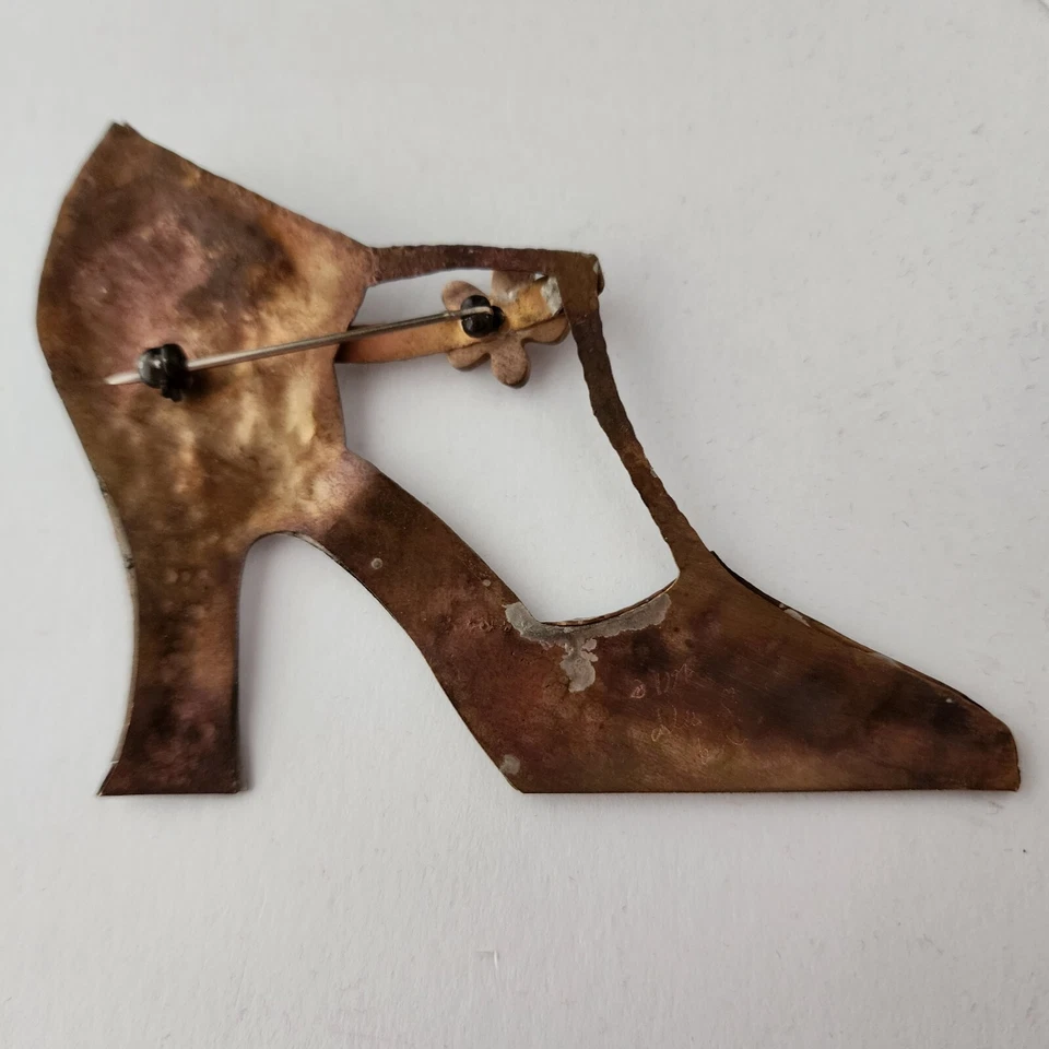 Broche de zapatos firmado por Danielle Berlin 1997 bronce esterlina artesano Gori-Montanelli Foto 3 de 4