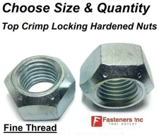 All Metal Top Crimping Cone Hex Lock Nut Grade 8/C Zinc FINE (Choose Size & Qty