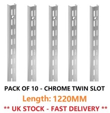10 CHROME Twin Slot Shelving 1220mm Uprights Support Adjustable Racking Track