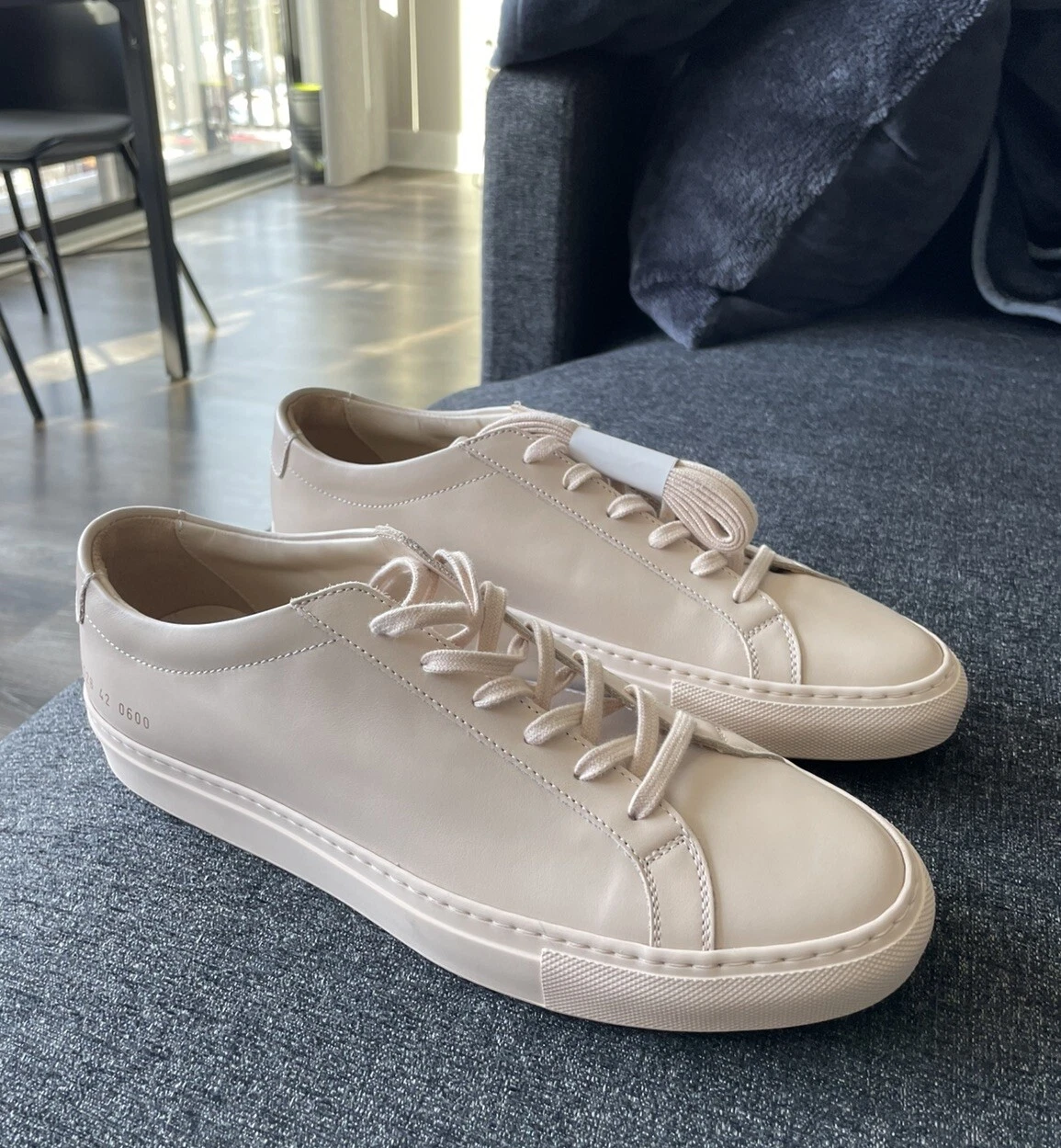COMMON PROJECTS PROGETTI COMUNI Pelle Originale Achille Basso Nudo Rosa Uomo 9 42 + Lacci Scatola