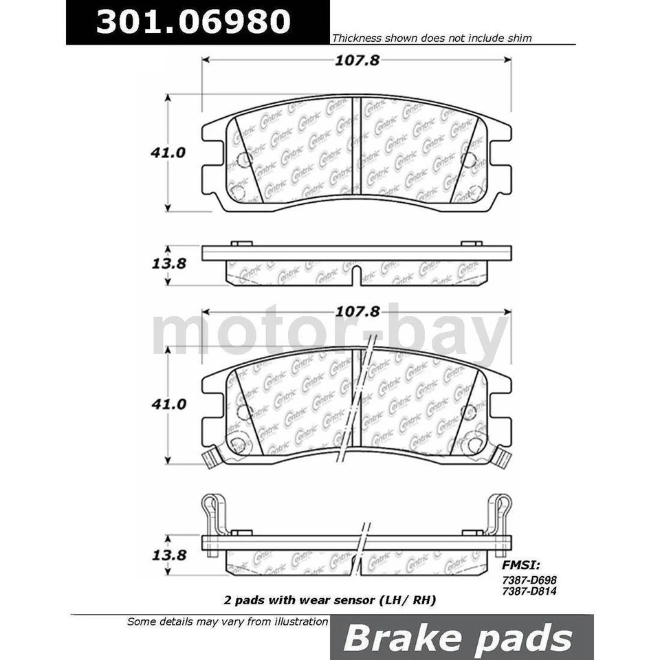 For Oldsmobile Intrigue 1998 1999 2000 2001 2002 Front Rear Disc Brake Pad Set - Image 3 of 4