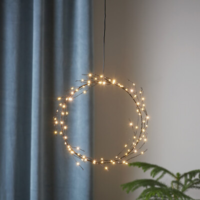 LED Kranz Draht Türkranz Wandkranz Leuchtkranz Dekokranz 95LED D: 24cm Innen