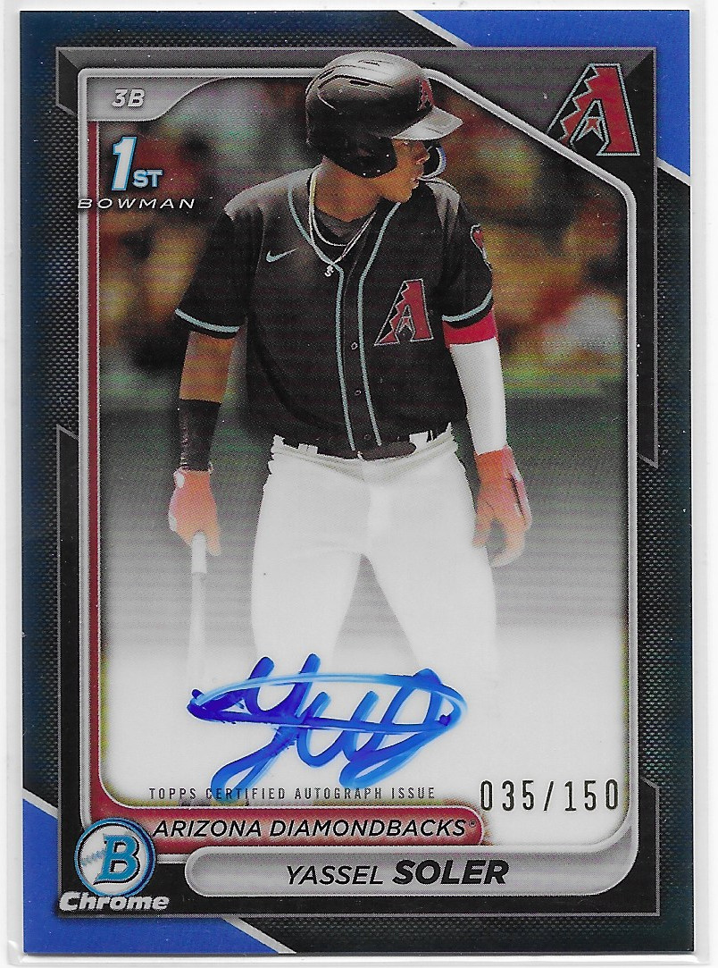 2024 Bowman Chrome Prospect Autographs Blue Refractors #CPAYSO Yassel Soler /150