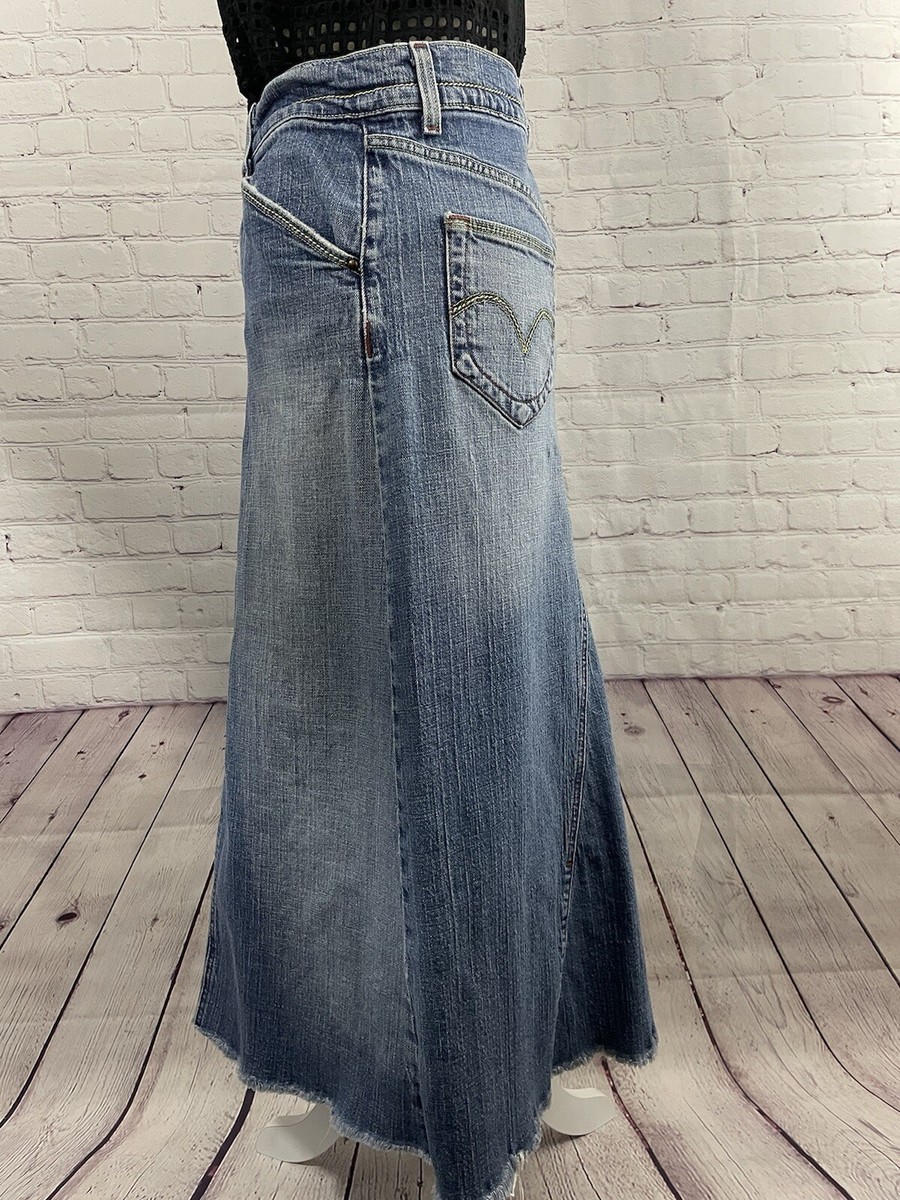 スカート LEVI'S Woman Skirt Blue A8727 0002 Levi's A8727 iconic long skirt 0002 denim Blue Express