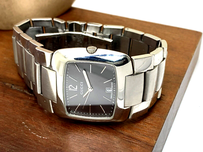 GUCCI Unisex Watch 8500M Swiss Quartz Gray Dial Silver Stainless