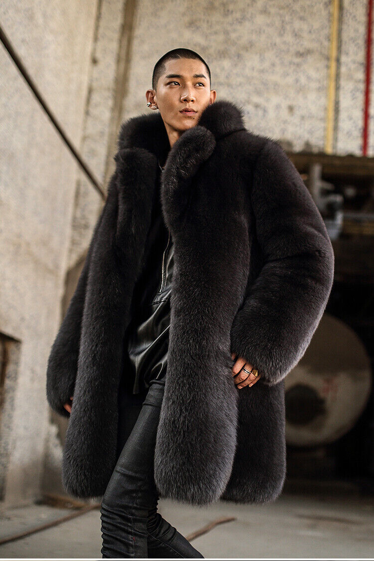 Men Natural Fox Coat Warm Fur Thick Outerwear Plus Size | eBay
