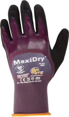 3 Pairs ATG MaxiDry 3/4 Coat Nitrile Foam Palm Waterproof Dexterity Work Gloves
