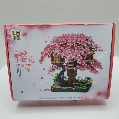 2028 PC Cherry Blossom Tree House Micro Building Blocks New