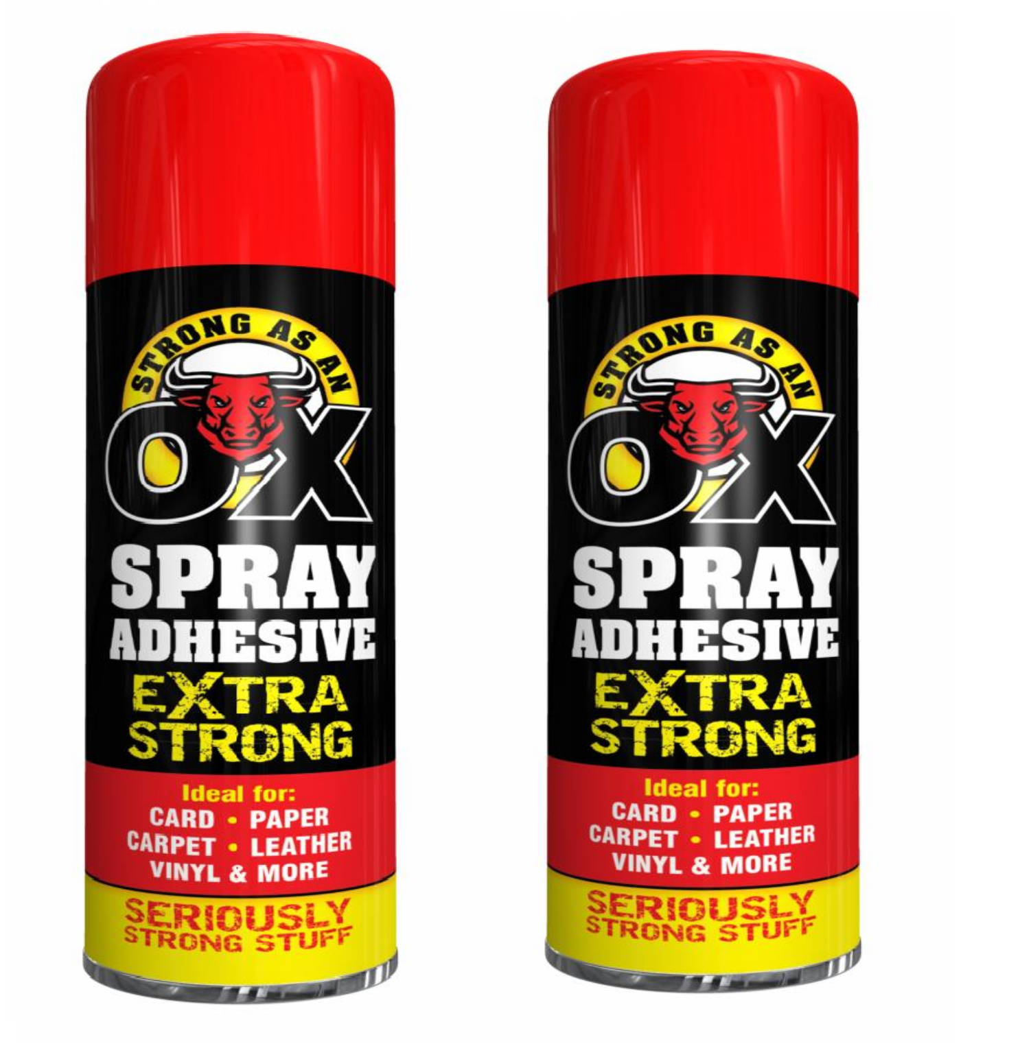 2 x Strong as an Ox Spray Adhesive Spray Vinyl Carpet Leather