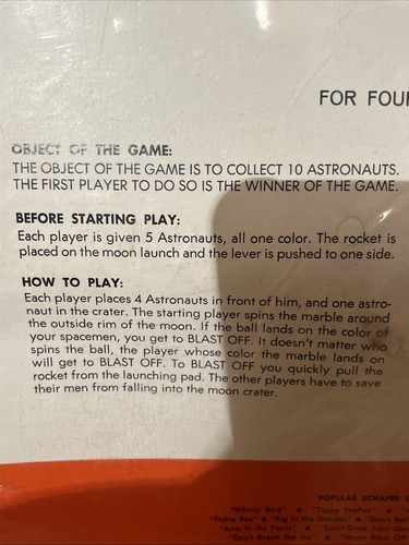 Vintage Schapers Moon Blast Off Game 1970 Factory, Sealed In Original Box Rare - Picture 4 of 13