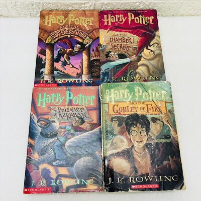 Lot of 4  Harry Potter PB Books 1-4 1 2 3 4 JK Rowling   Acceptable 