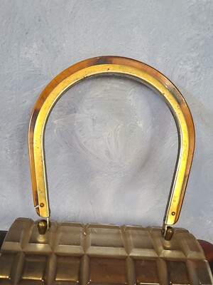 Vintage Collectable Faux Tortoise Shell Cylindrical Lucite Purse