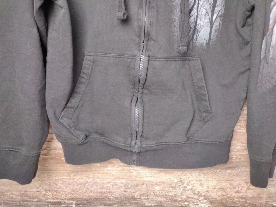 Spiral Direct Hoodie Med Black Fade Wolf Fangs Werewolf Native Feathers Goth - Image 4 of 4