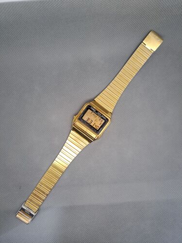 RARE VINTAGE DIGITAL WATCH CASIO DB-310 871  DATABANK TELEMEMO GOLD LCD - Picture 1 of 15