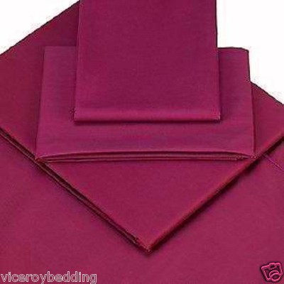 Aubergine lila 100 % ägyptische Baumwolle 400 Fadenzahl flaches Laken Königsbett Größe