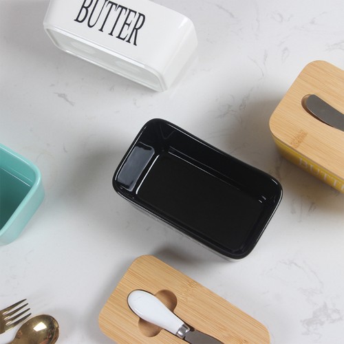 Ceramic French Butter Dish with Lid Knife Holder Container Insulated Storage Box - Picture 7 of 17