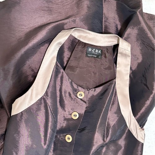 BCBG Paris Chocolate Satin Party/Cocktail Dress with front pockets side zip Sz 8 - Picture 5 of 9
