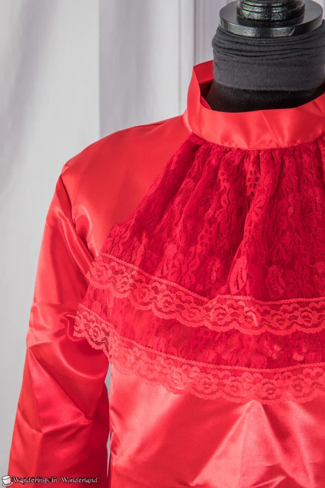 Blusa Roja Pirata Mediana Mujer’s Charadas Satén Renacimiento Steampunk Victoriano Foto 2 de 3