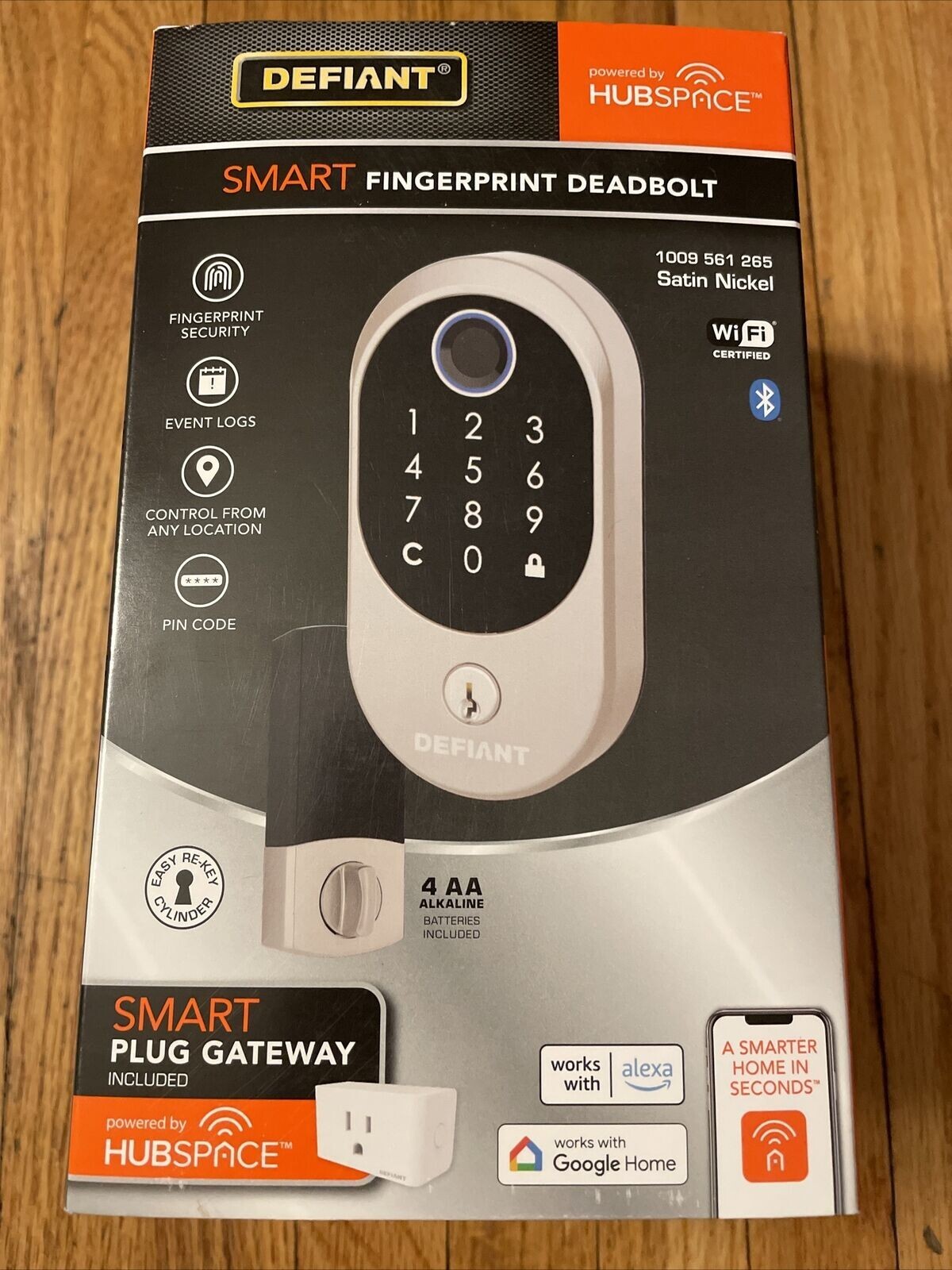 Defiant Smart Fingerprint Deadbolt Satin Nickel with Hubspace 1009 561 265