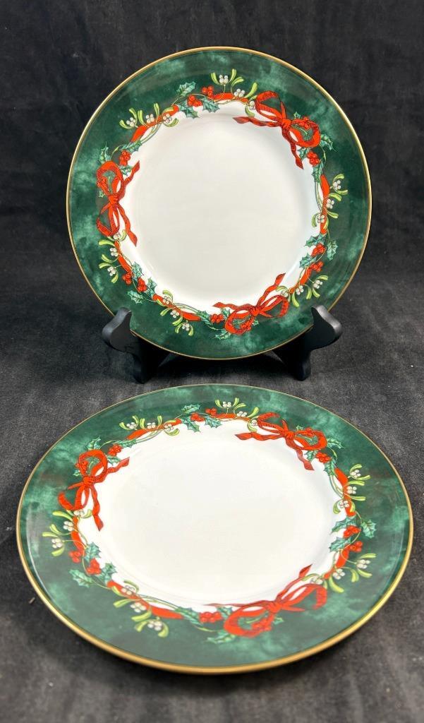 Royal Worcester Holly Ribbons Green Set of 2 Salad Plates | eBay