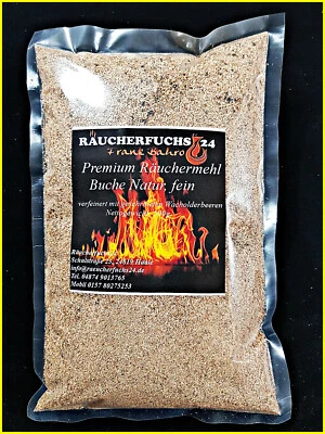 RÄUCHERFUCHS24 Räuchermehl Buche fein mit Wacholder, geschrotet 500g Ξ Räucherspäne ✓ BBQ ✓