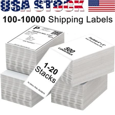 500 4" x 6" Fanfold Direct Thermal Shipping Labels Perforated for Zebra & Rollo