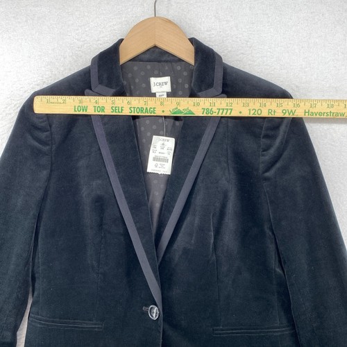 J.CREW Jacket Womens 6P Petite Velvet One Button Blazer Stretch Cotton Black NEW - Picture 10 of 14