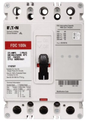 FDC3100 CUTLER HAMMER 3 POLES 100 AMP 600V CIRCUIT BREAKER NEW