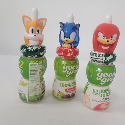 3 Good 2 Grow toppers drink LOT Clear Blue Sonic , Tails, & Knuckles  NEW UNUSED