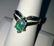 NEW Genuine Natural AUSTRALIAN FIRE OPAL Solitaire .925 Sterling Silver Ring