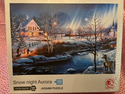 Snow Night Aurora 1000 Piece Jigsaw Puzzle New 27.5x19.5''