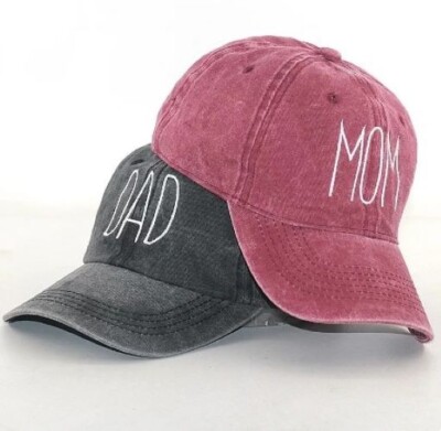 MOM & DAD Letters Embroidery Black & Red Baseball Caps, Parent/Gender Reveal Hat