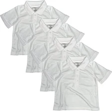 Studio 3 Boy’s 4-Pack White School Uniform Short-Sleeve Pique Polo Shirts