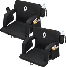 2 Pack 20.5" Stadium Seats with Back Support and Padded Cushion W Anti-Slip Mat