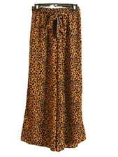 SIENNA SKY Women's Pants Ruffle Waist size M Leopard Print
