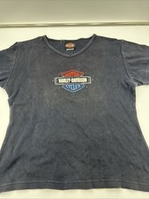 Vintage Harley Davidson T-Shirt Red White Blue Logo Women Size XL Made in USA